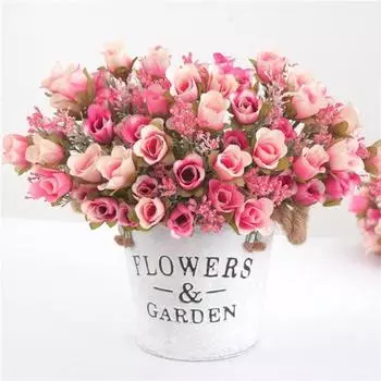 1шт 20 головок искусственный букет роз домашний декор романтические праздничные атрибуты темно-розовый