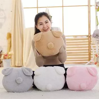 1шт 28 * 33см Кавайи Тень Кролик Плюшевая подушка Мягкая игрушка Животное Кукла Мягкая Грелка для рук Прекрасная белый