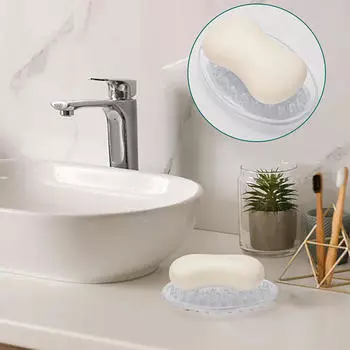 1шт/2шт прозрачная столешница для ванной комнаты мыльница держатель для бара нескользящий самоосушающийся лоток для мыла с отверстиями 1pc прозрачный