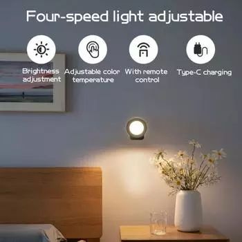 1шт/2шт светодиодный настенный светильник с вращением на 360 градусов, прикроватная лампа для чтения, магнитная беспроводная настенная лампа 5W 1pc белый