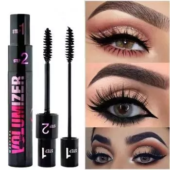 1шт 2в1 тушь для ресниц двойного действия объемная многофункциональная тушь водостойкая и устойчивая к поту подкручивающая тушь для ресниц тушь для больших глаз макияж