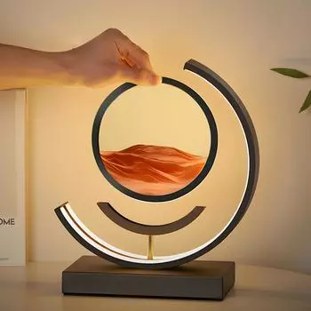 1шт 3 цвета Art Light Sands of Time Lamp, движущаяся песочная художественная картина 3D круглая песочная картина с подставкой, пульт дистанционного управления для расслабляющего настольного домашнего декора красный