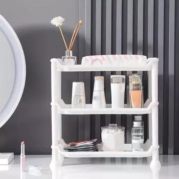 1шт 3-уровневая компактная многофункциональная полка-органайзер для экономии места в ванной комнате для отеля 34*17.5*34 синий