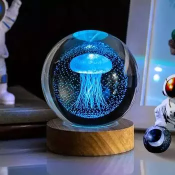 1шт 3D лазерный резной стеклянный шар в виде медузы, украшение для ночника, праздничная вечеринка, подарок на день рождения парню и девушке жене 2.36inch