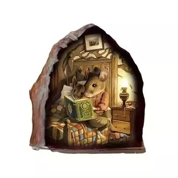 1шт 3D наклейка на стену в виде мышиной норы - водонепроницаемая и не оставляет следов, милый дизайн мыши для чтения для эстетического декора дома и украшения уголка для чтения CH15065