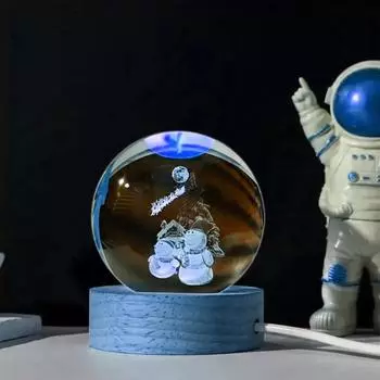 1шт 3D Рождественский Снеговик, резной хрустальный шар-ночник, рождественское украшение, идеальный выбор для праздников и дней рождения 2.36inch