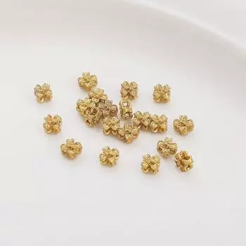 1шт 4-7 мм бусины-проставки из латуни в виде цветов для изготовления модных браслетов 4mm 1pc/bag