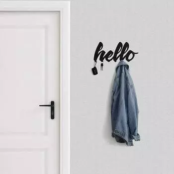 1шт. 6-крючковая стойка Hello Sign - настенные крючки для одежды с профессиональными винтами и анкерами для гостиной/украшения дома чёрный