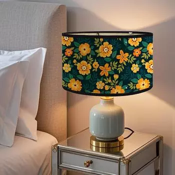 1шт абажур ручной работы с цветочным принтом, художественный бамбуковый подвесной светильник, абажур из натурального бамбука, настольная лампа, 30x30x20 см