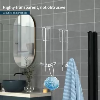 1шт акриловые крючки для ванной комнаты на стеклянную дверь крючок прозрачная вешалка для полотенец без сверления настенная вешалка для хранения душевых принадлежностей