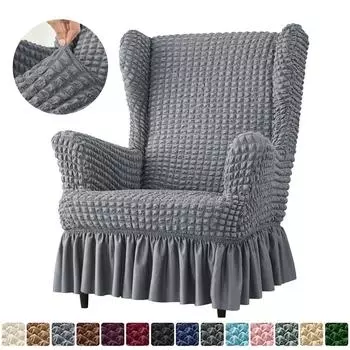 1шт эластичный однотонный цветной чехол для кресла с подголовником, эластичный чехол для кресла из жатого хлопка, чехол для дивана с подголовником, защитный чехол для мебели