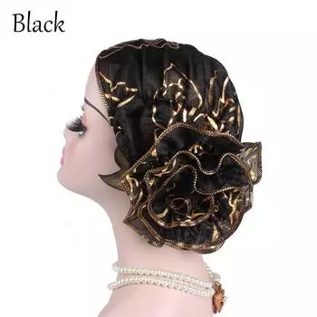 1шт элегантный женский цветок эластичный сетчатый тюрбан химиотерапевтическая шапка мусульманская шапочка на голову чёрный