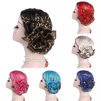 1шт элегантный женский цветок эластичный сетчатый тюрбан химиотерапевтическая шапка мусульманская шапочка на голову белый