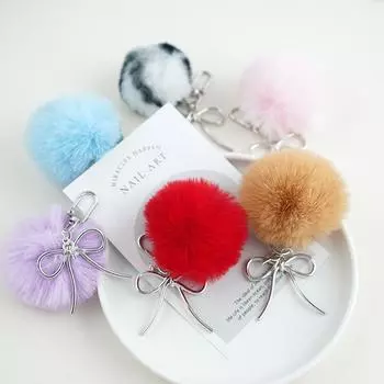 1шт автомобильный брелок Ins Wind подвеска сетка красные модели плюшевый шар зимняя новая сумка подвесные украшения милые многоцветные