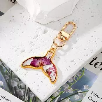 1шт бабочка и рыбий хвост креативный сухоцвет металлизированный капля воды красочный неправильной формы смоляной брелок для ключей держатель