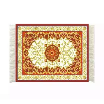 1шт бахрома коврик ретро мини персидский тканый коврик коврик для мыши офисный ковер узор стол декор ремесло арабский 27x18x0.2cm