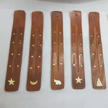 1шт бамбуковая палочка для благовоний полированная акация дерево ручной работы палочка для благовоний узор индийский столбик ручной работы дерево много стилей 1PC