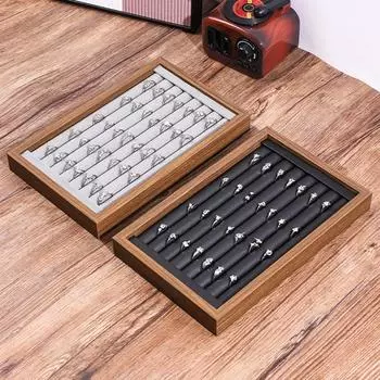 1шт бархатный поднос для ювелирных изделий, поднос для колец и ожерелий, многофункциональный поднос для хранения ювелирных изделий серый