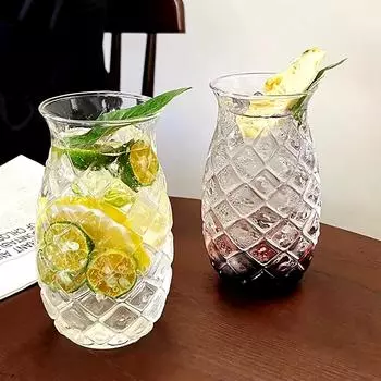 1шт барный коктейль креативный кофе 480 мл прозрачная стеклянная чашка с ананасом напитки вечерние 480ml