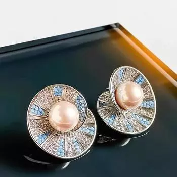 1шт Береговой шарм : Серьги-ракушки — идеально подходят для Дня матери и пляжных приключений с друзьями — очаровательный розовый искусственный жемчуг и розово-голубые акценты! синий