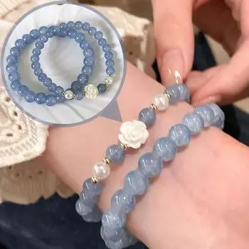 1шт бисерные украшения для рук, высококачественные нити, аквамарин, камелия, нишевый дизайн, женские подруги, студенческие вечеринки, разные стили