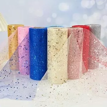 1шт блестящий тюль в рулонах, сверкающий тюль 6 дюймов/15 см на 10 ярдов, тюль с лентой и блестками, тюль, сетка для юбки-пачки, свадьба, день рождения, детский душ