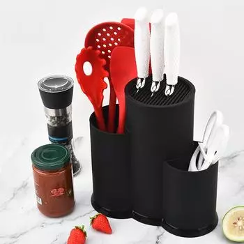 1шт блок для ножей полипропиленовый контейнер для хранения столовых приборов держатель для кухонных ножей многофункциональная подставка для столовых приборов ресторан чёрный