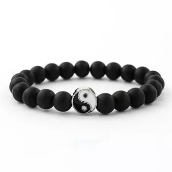 1шт браслет классический белый и черный Инь Ян бисерные браслеты для мужчин и женщин лучшие друзья ювелирные изделия чёрный