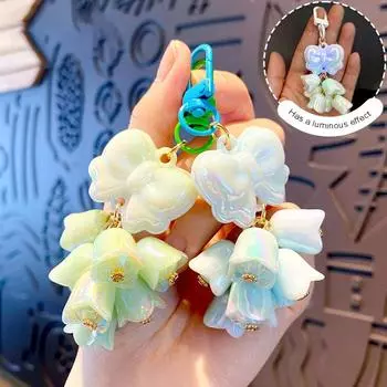 1шт брелок для ключей акриловый материал стильный многофункциональный колокольчик цветок орхидеи светящийся брелок