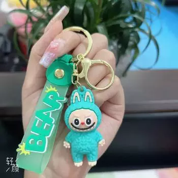 1шт брелок подвеска мультфильм силиконовый брелок милый брелок овца Лабубу 3D зелёный