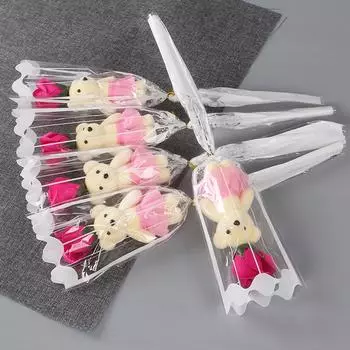 1шт. Букет из мыльных роз в виде медведя на День святого Валентина, подарок другу на свадьбу, букет для дома фиолетовый