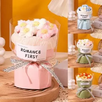 1шт букет ручной работы на день рождения креативный день святого валентина мини искусственные цветы ручная работа пряжа для вязания крючком новогодний подарок