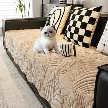 1шт Чехол для дивана из шенилла с листьями, жаккардовый, для домашних животных, для детей, для дивана, полотенце, подушка, противоскользящий, для углового шезлонга, чехол для дивана для гостиной A 70x70