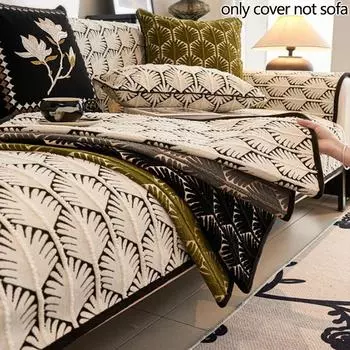 1шт. Чехол для дивана из шенилла с принтом, противоскользящий коврик для дивана в стиле ретро, мягкий и удобный чехол для углового дивана в форме буквы L для гостиной A 70x70