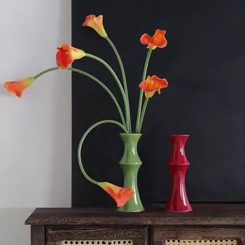 1шт черно-белая ваза для гостиной, спальни, ваза в форме бамбука, маленькая ваза для стола, цветочная композиция, украшение для дома, 4 цвета чёрный