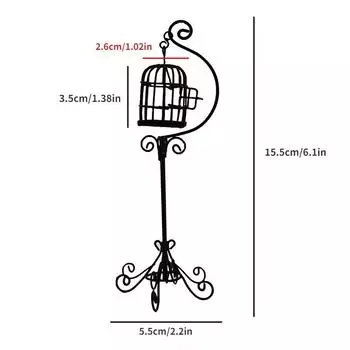 1шт черный 1:12 Миниатюрная Мебель Мини Металлическая Подставка Для Птичьей Клетки Модель Птичьей Клетки для Кукольного Дома Декор Садовый Двор Орнамент
