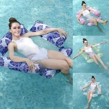 1шт четыре TubePattern надувная плавающая кровать пляж надувная ПВХ плавающая кровать бассейн надувная кровать переноска аспект многоцветный