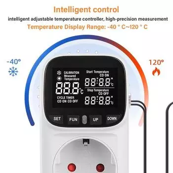 1шт цифровой регулятор температуры розетка ЕС вилка 220В термостат с таймером переключатель нагревание охлаждение для холодильника аквакультура
