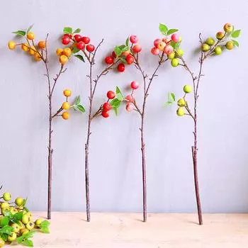 1шт цветочная композиция мини-яблочные стебли домашний декор маленькое яблоко роскошная длинная ветка искусственные фрукты с листьями