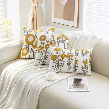 1шт Цветочная вышитая наволочка 45x45см Асторальный стиль гостиная диван подушка чехол постельное белье наволочка домашний декор 45X45cm