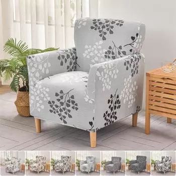 1шт цветочный чехол на стул антигрязеотталкивающий эластичный чехол для клубного дивана спандекс стрейч односпальный диван-кровать для гостиной домашний прилавок