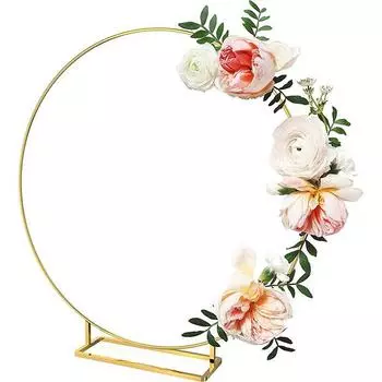 1шт цветочный обруч свадебный стол декор центральный элемент золото с подставкой DIY обруч кольца венок макраме металл 32*30cm