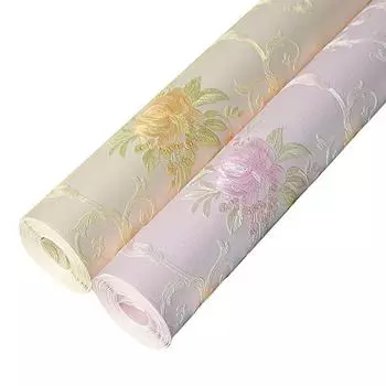 1шт Цветочный принт самоклеящиеся цветочные европейские обои для спальни, украшения дома, настенная роспись бежевый