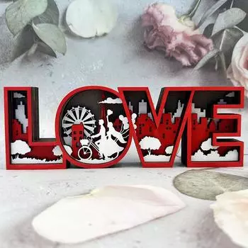 1шт Деревянная без гирлянды Романтическое украшение День святого Валентина LOVE Украшение