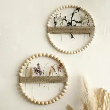 1шт деревянная бусина в бохо стиле джутовая веревка настенная полка для дома спальня художественное оформление настенное крепление деревенское настенное украшение в стиле бохо S