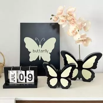 1шт деревянная ваза-бабочка орнамент пасторальная ваза-бабочка декоративная живопись украшение дома