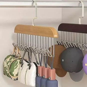 1шт деревянная вешалка для одежды с 8 волнистыми крючками, многоцелевая необработанная деревянная вешалка для хранения нижнего белья, бюстгальтеров и аксессуаров
