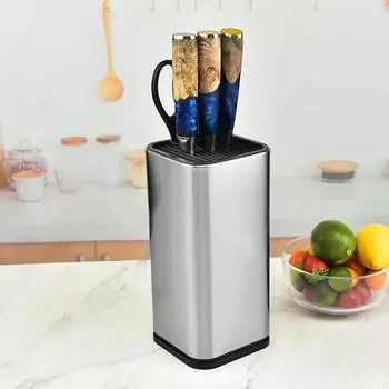 1шт держатель для ножей из нержавеющей стали многофункциональный кухонный нож ведро для хранения бытовых кухонных инструментов