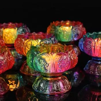 1шт держатель лампы лампа высокий подсвечник устойчивый к высоким температурам лотос гхи лампа подставка буддийские лампы и инструменты хрустальное стекло