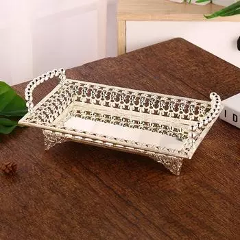 1шт десертная тарелка домашний декор золотистый/серебристый железный поднос для фруктов вечеринка чай сервировочная тарелка для особых случаев прочный износостойкий серебряный